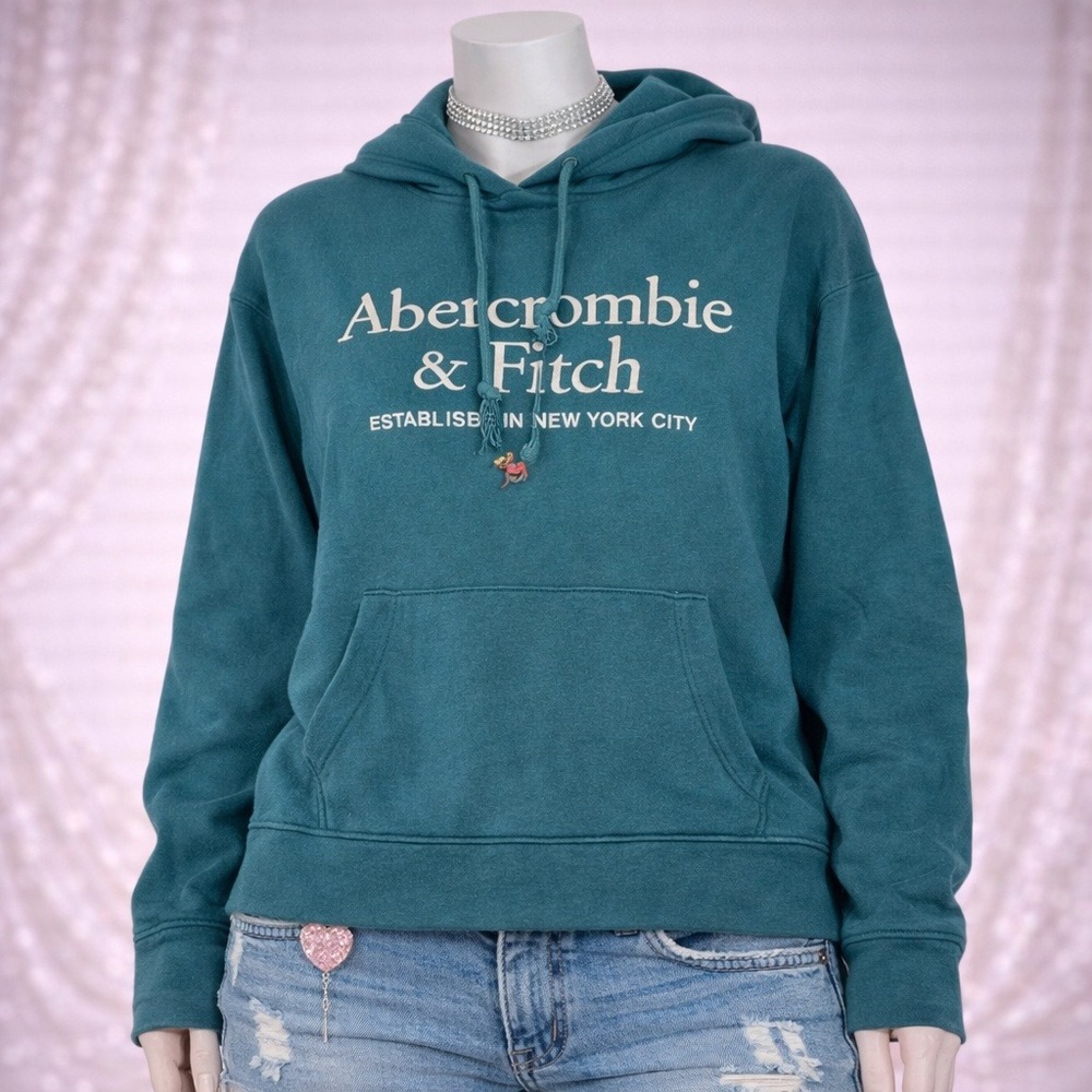 Abercrombie Fitch Hoodie Womens Small‎ Teal Green Sweatshirt New York City
